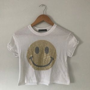 Delias(Recycled Karma)glitter smiley face tee